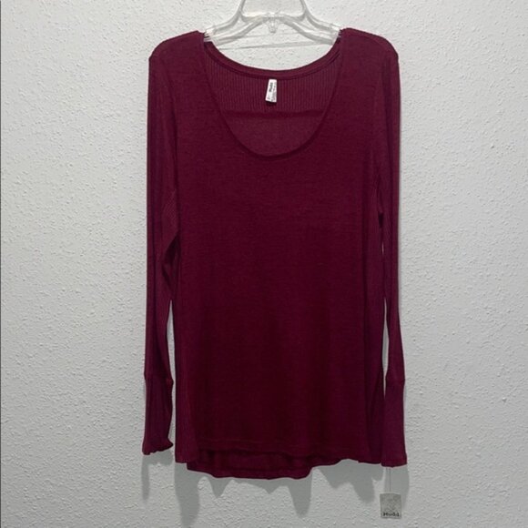 Mudd Deep Red Long Sleeve Blouse - Picture 1 of 6